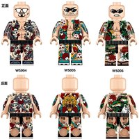 MOC classic gangster tattoo building blocks, whole body pattern assembly, creative toys, mini dolls, birthday gifts.