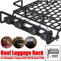 Car Roof Rack Large Size Roof Rack Luggage Carrier with 4 LED Light Bar Wrangler for Tamiya CC01 SCX10 Axial 515B