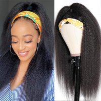 Kinky Straight Headband Synthetic Wigs for Women Glueless Synthetic Headband Long Wig Yaki Straight Wigs with Headband Attached