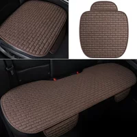 3pcs Universal Size Breathable Non Slip Car Seat Cover Front Seat Protector Cushion Linen Fabric Auto Interior Accessories