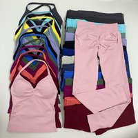 Set of 2 pieces of women's yoga mesh, sleeveless tops with open back, high-waisted gym suit, fitness clothing, yoga set