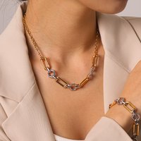 wo Tone Link Bracelet Gold Silver Stainless Steel Elegant Women Waterproof Tarnish Free Hypoallergenic Daily Office Wear Gift
