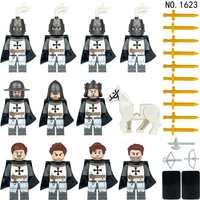 Medieval soldier knight Rome assembled building blocks white horse accessories toy birthday gift gifts