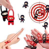 10pcs Novelty Finger Catapult Stretch Flying Ninjas Children's Interactive Toy Party Favors Elastic Slingshot Ninja Toys