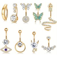 FASACCO 1Pc 14G Belly Button Rings Dangle for Women Men Stainless Steel Clear CZ Clicker Belly Button Rings Piercing Jewelry