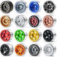 YEAHRUN 4Pcs Aluminum 1.0" Beadlock Wheel Rims Hubs Tires for TRX4M Axial SCX24 AX24 FMS FCX24 1/18 1/24 RC Micro Crawler Car