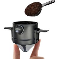 Portable Pour Over Coffee Maker 1-2 Cup, Stainless Steel Portable Coffee Filter, Reusable Mug Coffee Dripper Filter for Home