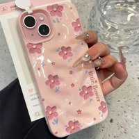 For iPhone 17 16 15 14 13 12 11 Pro Max Case INS Style Oil Painting Of Pink Flowers Cover For iPhone 17 Air 16 Plus Soft Fundas