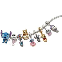 Disney's Jewelry Designer Cartoon Charm S925 Silver Gold Plated Cute Winnie the Pooh Pendant for Bracelet Necklace Accessories