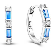 925 Sterling Silver Fresh Blue and White Hoop Earring For Anniversary Wedding Jewelry Gifts