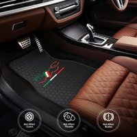 A Set Of Four Geometric Italian-Style Car Mats Suitable For The For FIAT 500C | Durable Polyester Universal Type, Stylish Automo