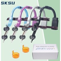 LED Dental Head Mounted Headlights Dual Lights Surgical Ear Nose Throat Lighting Cosmetic Medical Illumination
