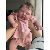 Realistic 48cm Soft Silicone Asleep Reborn Baby Doll peaches With 3D-painting Skin Alive 19inch Newborn Bebe Cute Birthday Gift