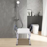 NEW Shower Bathroom Stool,Adjustable Height 37-49cm, with Removable Armrests, Bath Seat with Hand Shower, Buckle and Suction Pad