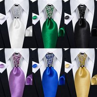 Solid Satin Men's Ties Black Royal Green Yellow 8cm Necktie with luxury Plastic Buckle Elegant Wedding Porm Men's Accessory