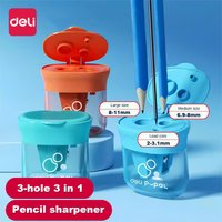 Deli 3 in 1 Pencil Sharpener Manual Multi-function Three Holes Pencil Sharpener for Students School Office Stationery 1/3/12pcs