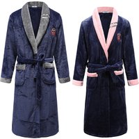Winter Plus Size Couple Robe Sleepwear Thickened Coral Fleece Warm Nightwear Kimono Bathrobe Gown Loose Home Clothes Loungewear