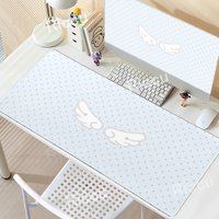 Korean Ins Style xxl Mouse Pad Dots Wings Sky Blue Design Non-Slip Desk Mat for Girl Room Decor Aesthetic Decoration Deskpad Rug