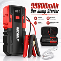 12V 99800mAh Portable Car Jump Starter Battery Booster Pack with Digital Display, Heavy-Duty Clamps & Carry Case