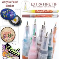 0.5mm Fine Line Needle Tip Acrylic Paint Art Marker Card Ceramic Stone Glass Fabric Clothes Drawing DIY Graffiti Fineliner Pen
