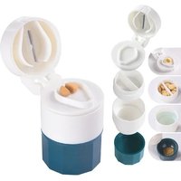 4 in 1 Portable 4 Layer Powder Tablet Grinder, Powder Pill Cutter, Medicine Splitter Box Storage Crusher Portable Pill Box