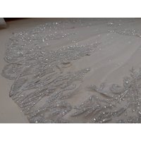 Luxury Beaded Lace Edge Wedding Veil 350cm Long Two-Layer Cathedral Bridal Veil with Comb Real Photo