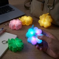 2026 Four Leaf Clover Pop It Keychain Silicone Glowing Fidget Toy for ADHD Anxiety Relief and Stress Relief Pendant Gifts S