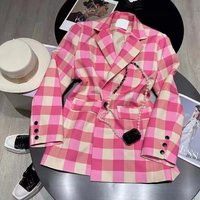 Girls Korean Checkered Suit Jacket 2024 New Spring and Autumn Children Long Lapel Single Breasted Suit Jacket