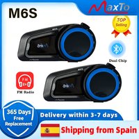 Zestaw słuchawkowy Bluetooth do kasku motocyklowego Maxto M6S, interkom, zasięg 1000 metrów, obsługa udostępniania muzyki, radio FM, wodoodporność IP67