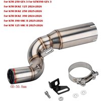 For KTM Duke 125 250 390 Gen3 125 SMC R 2024-2026 | 51mm Slip-On Exhaust Mid Connect Pipe & Muffler