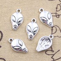 30pcs Charms saucerman alien ET head 19x11mm Antique Silver Color Pendants DIY Crafts Making Findings Handmade Tibetan Jewelry