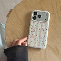 Dreamy Sweet Colorful Stars Pattern Pink Stripe Shockproof Protective Phone Cover Case for iPhone 17 16 15 14 Pro Max