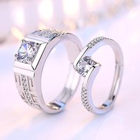 925 Sterling Silver Eternal Heart Zircon Adjustable Size Ring For Women Couple Wedding Engagement Party Fashion Charm Jewelry
