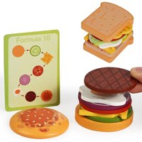Jouets À Empiler De Hamburgers En Bois Montessori, Jouets Éducatifs Préscolaires Pour Enfants En Bas Âge, Jouet D'anniversaire