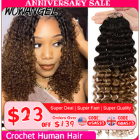1/4/6 Pack Curly Crochet Hair T1B/30 Ombre Deep Wave Braiding Human Hair Feather Crochet Braid Machine Made Human Hair Extension