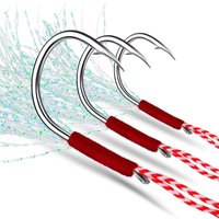 10-80pcs Slow Jigging Fishing Cast Jigs Assist Hook Barbed Single Jig Hooks Thread Feather Pesca High Carbon Steel Fishing Lure