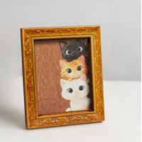 Cute Peeping Cat Wooden Fridge Magnet, Black Orange White Cat Design,Lovely Ornament for Home Office Kitchen Decor, Holiday Gift