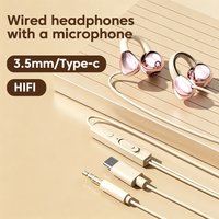 3.5mm/Type-C Wired Headphones Ear Clip Type Not In Ear HiFi Wire Control With Microphone Earphones HD Voice Call Phones Headsets