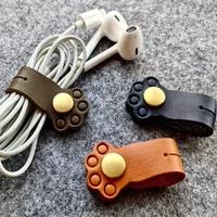 PU Leather Cable Organizer, Cat Claw Winding Device, Data Cable, Headphone Cable Hub Desktop Charging Cable Sorting