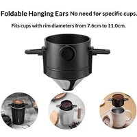 Portable Coffee Filter Cup Foldable Reusable Dripper with Dual Layer Mesh for Pour Over Brew No Filter Paper Travel Espresso