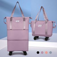 Expandable Duffle Pack with Wheels Collapsible Trolley Bag Large Capacity Dry-Wet Separation Unisex Business Trip Bag