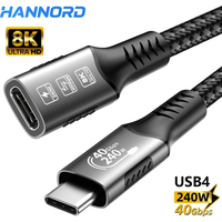 Hannord USB 4 Extension Cable Type C 40Gbps PD 240W Male to Female Thunderbolt 4 USB-C Data Cable 8K@60Hz for iPhone 15 MacBook