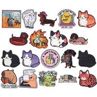 Cat Dog Collection Enamel Pins Tabby Cats Dachshund Brooches Dogtor This Is Fine Badge Plant Goblin Capybara Book Jewelry Gift