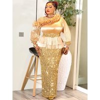 2026 Summer Party Evening Dresses Elegant Ladies Luxury Sequins Maxi Robe Puff Sleeve Dress Africa Clothes Wedding Prom Gowns