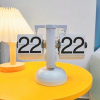 Vintage Balance Scale Flip Clock - Retro European Table Clock with Auto-Flip Numbers, Single Pedestal Desk Decor for Living Room