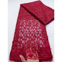 French Tulle Lace Nigerian Luxury Sequins Fabric High Quality African Mesh Sequin Lace Fabric 5 Yards For Women Party Dress 4885