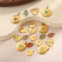 CARLIDANA Hot Sale Vintage Muticolor Zircon Round Heart Gold Plated Pendant Stainless Steel Shell Charms for DIY Women Necklace