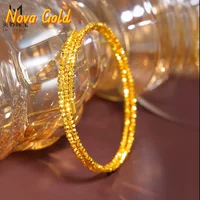 NovaGlod New Chinese style retro 24K real gold sparkling poppy beads three-circle 9999 bracelet plain circle memory openbracelet