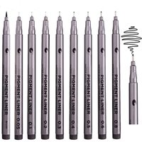 9pc Black Micro-Fineliner Pens Micro Fine Tip for Sketching Drawing Art Artist-Grade Ink Durable Waterproof Liners