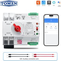 TOMZN TUYA SmartLife WIFI Smart ATS Dual Power Automatic Transfer Selector Switch Uninterrupted 2P 230V 63A 100A 125A